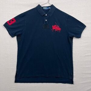 Polo Ralph Lauren Big Pony #3 Embroidered Black Polo Shirt‎ Red Pony